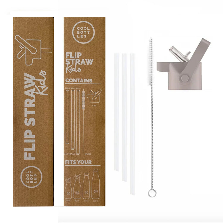 COOL BOTTLES. Kids Cap - Flip Straw - 260ml / 350ml / 500ml - Grey