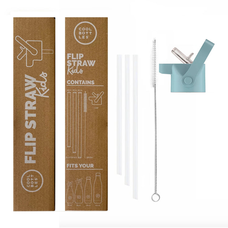 COOL BOTTLES. Kids Cap - Flip Straw - 260ml / 350ml / 500ml - Sky