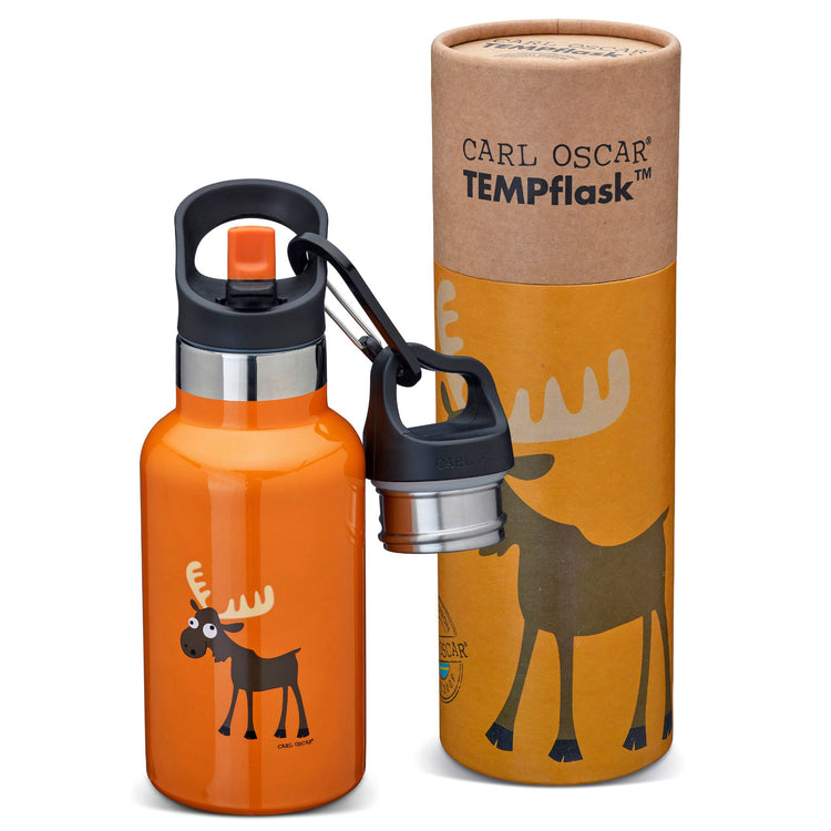 CARL OSCAR. Ανοξείδωτο μπουκάλι-θερμός 350ml TEMPflask Τάρανδος - Πορτοκαλί