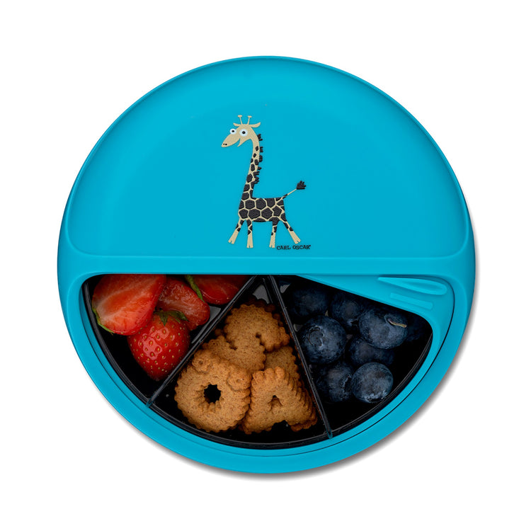 CARL OSCAR. Φαγητοδοχείο στρογγυλό με θήκες O15εκ. SnackDISC™ Καμηλοπάρδαλη - Τιρκουάζ