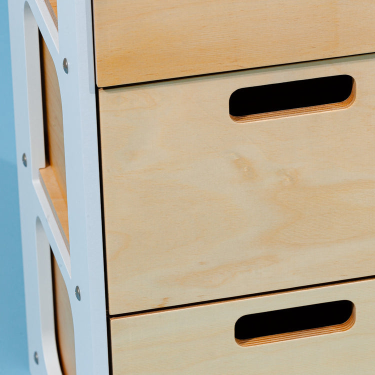 Duck Woodworks. Clothing rack with drawers and rectangular handles white