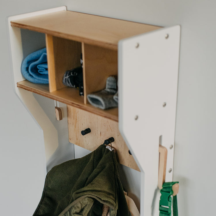 Duck Woodworks. Παιδική κρεμάστρα εισόδου με παγκάκι - λευκό