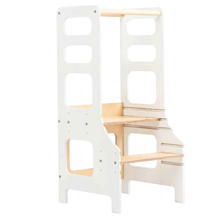 Duck Woodworks. Adjustable height kitchen tower - white