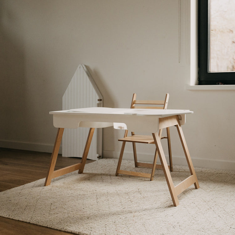Duck Woodworks. Αισθητηριακό τραπέζι Montessori με 2 κουτιά - λευκό
