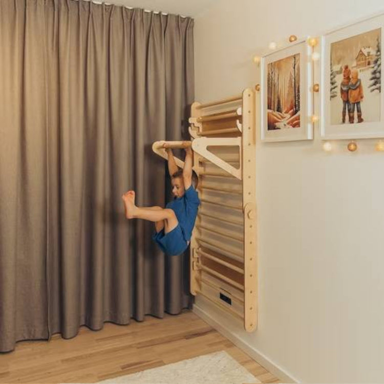Duck Woodworks. Σετ αναρρίχησης τοίχου - τρίγωνο αναρρίχησης με τσουλήθρα - φυσικό