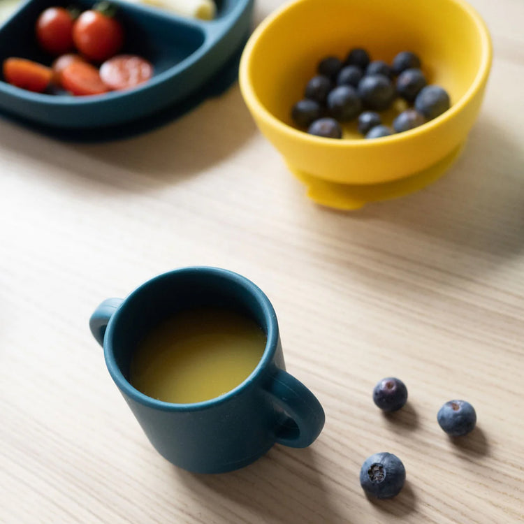 EKOBO. Bambino Silicone Sippy Cup with handles - Blue Abyss