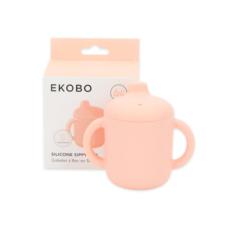 EKOBO. Βρεφικό ποτηράκι με καπάκι σιλικόνης και χερούλια - Blush
