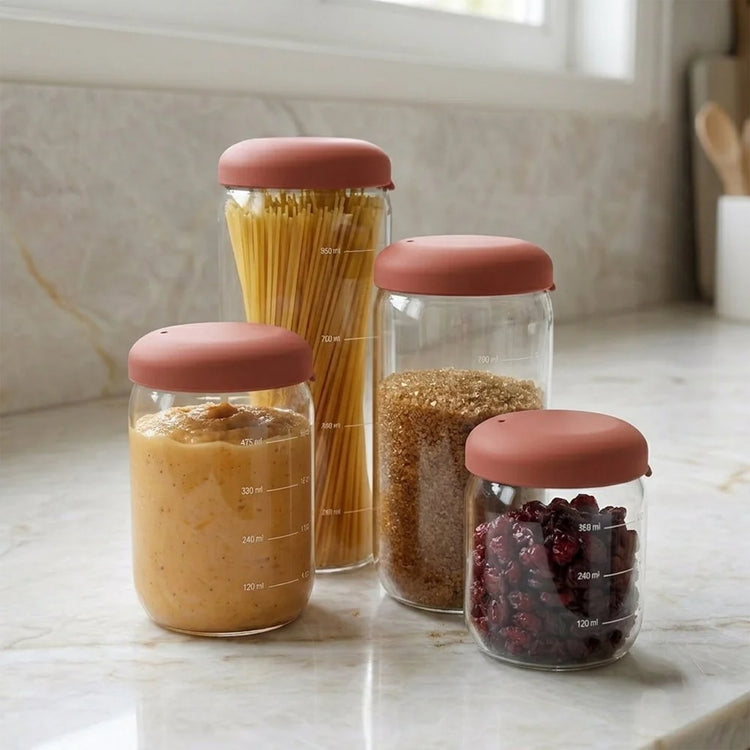 EKOBO. Pronto Food Storage Jar in Borosilicate Glass 500ml - Terracotta