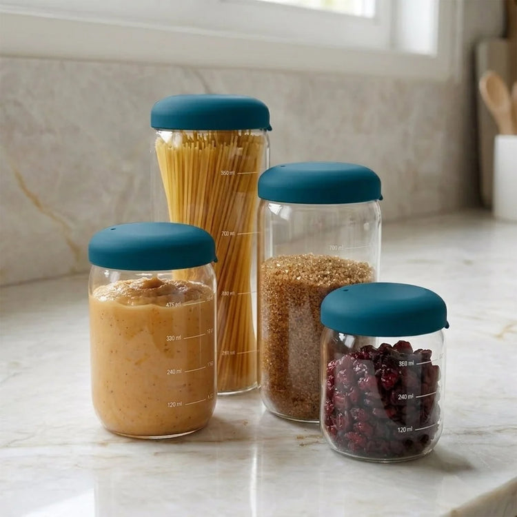 EKOBO. Pronto Food Storage Jar in Borosilicate Glass 750ml - Blue Abyss