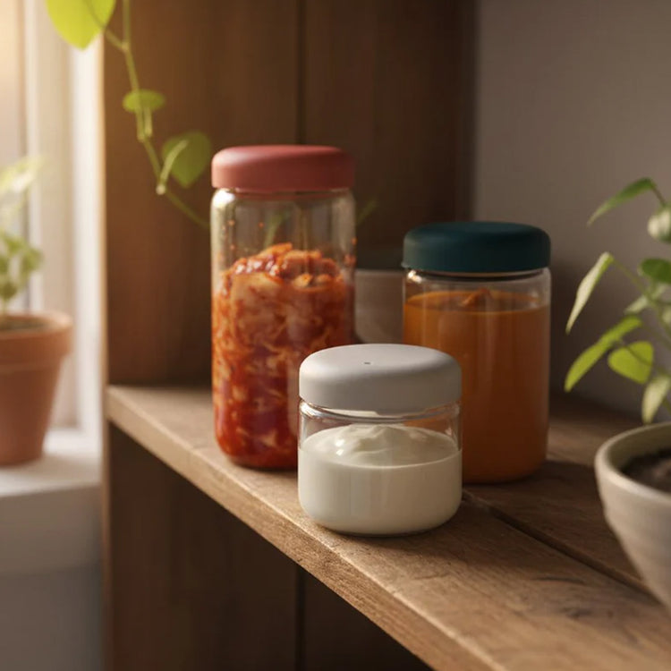 EKOBO. Pronto Food Storage Jar in Borosilicate Glass 1000 ml - Terracotta