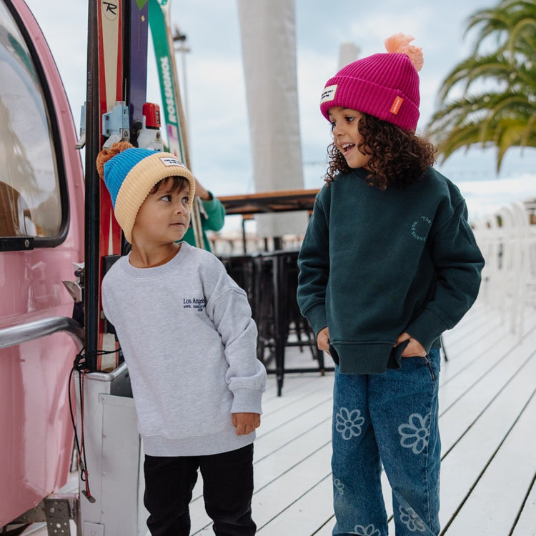HELLO HOSSY. Color Block Kingfisher beanie