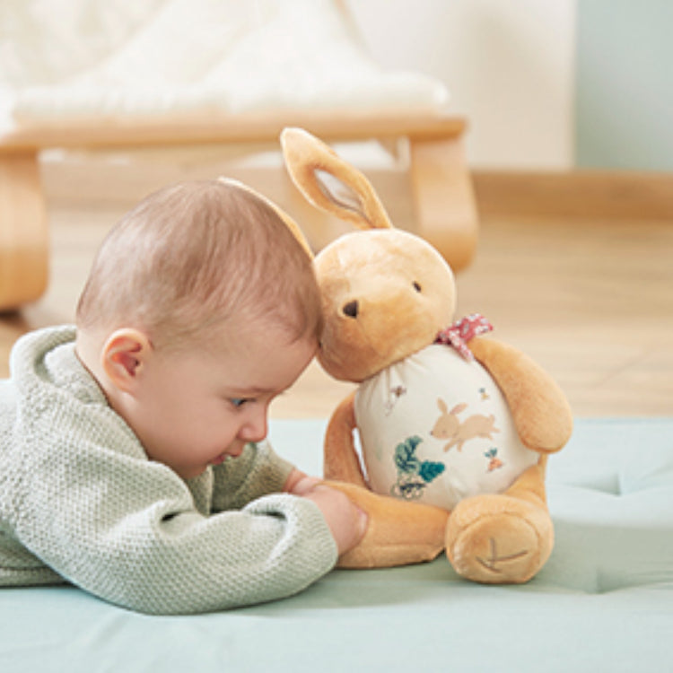 PETITES CHANSONS. Rabbit sound plush toy in a gift box