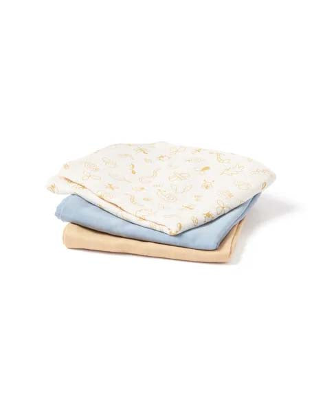 KIDS CONCEPT. Σετ 3 κουβερτάκια αγκαλιάς από μουσελίνα Blue mix