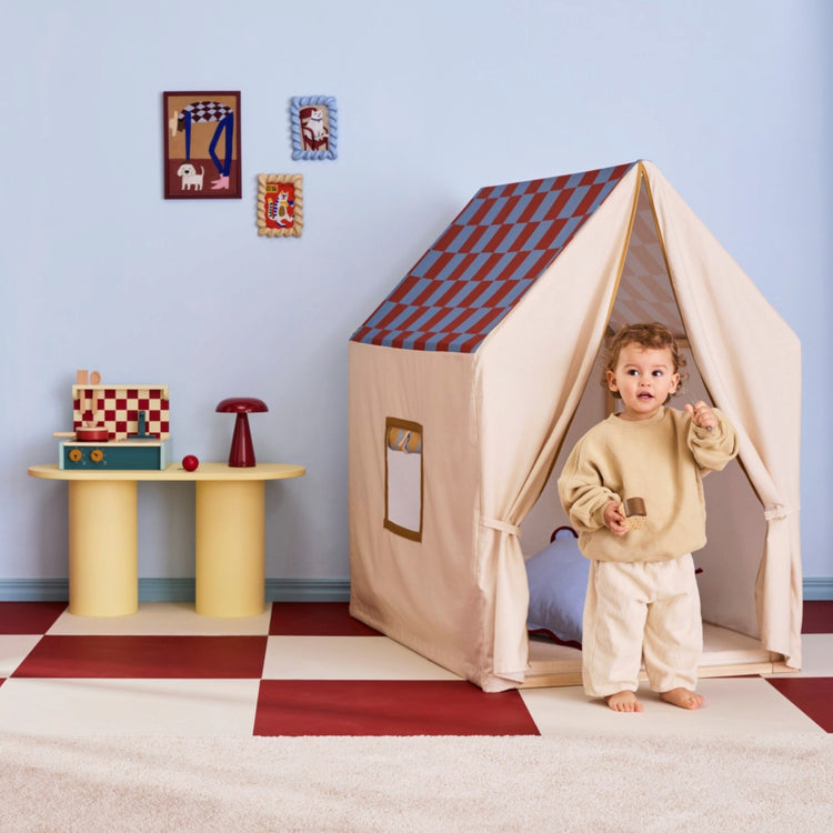 KIDS CONCEPT. Σκηνή παιχνιδιού σπιτάκι (καρό μπλε-κόκκινο)