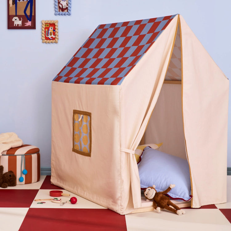 KIDS CONCEPT. Σκηνή παιχνιδιού σπιτάκι (καρό μπλε-κόκκινο)