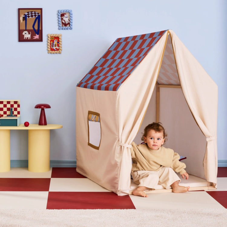 KIDS CONCEPT. Σκηνή παιχνιδιού σπιτάκι (καρό μπλε-κόκκινο)