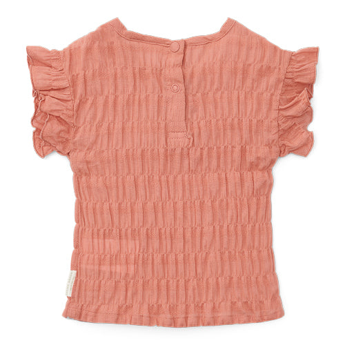 LITTLE DUTCH. Μπλουζάκι κοντομάνικο με βολάν Rose Pink