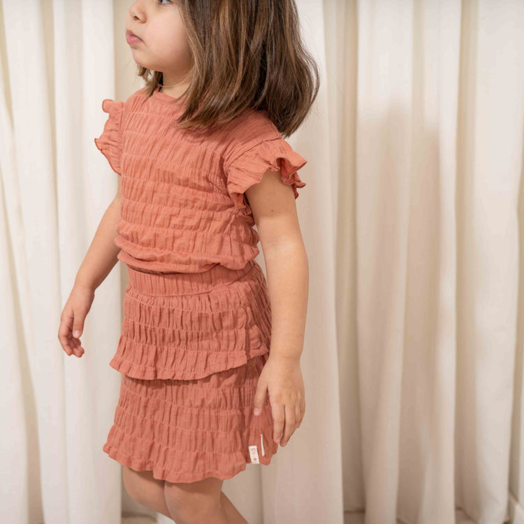 LITTLE DUTCH. Μπλουζάκι κοντομάνικο με βολάν Rose Pink