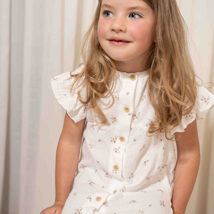 LITTLE DUTCH. Φορεματάκι κοντομάνικο από μουσελίνα White Meadows