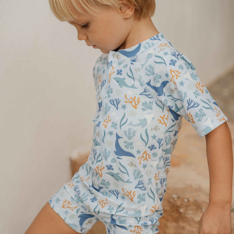 LITTLE DUTCH. Μπλουζάκι κοντομάνικο με προστασία UV Ocean Dreams Blue