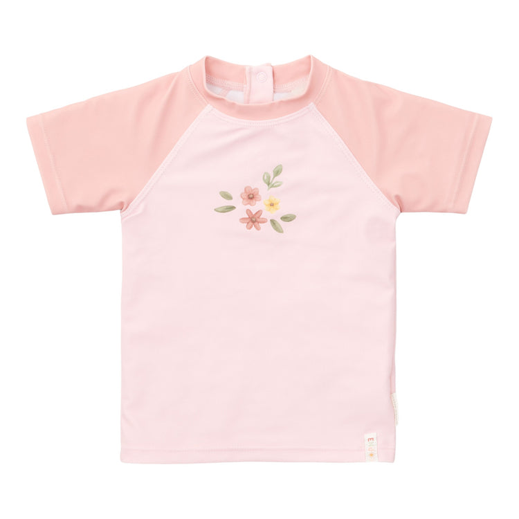 LITTLE DUTCH. Μπλουζάκι κοντομάνικο με προστασία UV Flower Pink
