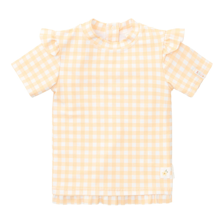 LITTLE DUTCH. Swim T-shirt short sleeves ruffles Sunshine Checks