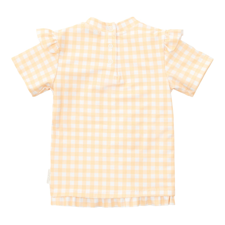 LITTLE DUTCH. Swim T-shirt short sleeves ruffles Sunshine Checks