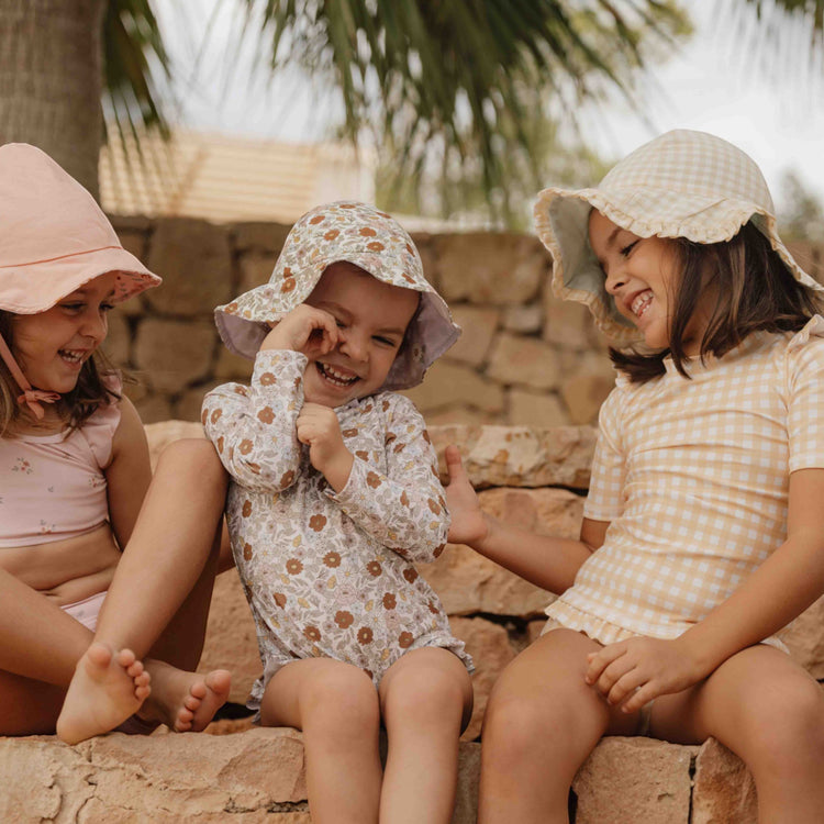 LITTLE DUTCH. Swim T-shirt short sleeves ruffles Sunshine Checks