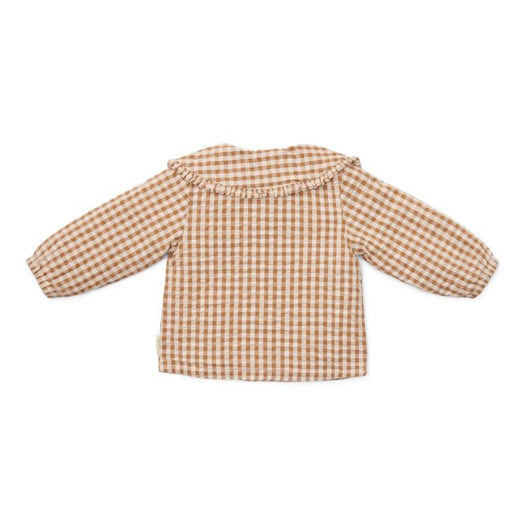 LITTLE DUTCH. Μπλουζάκι μακρυμάνικο με γιακά Brown Check Girls