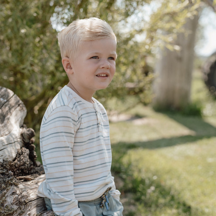 LITTLE DUTCH. Μπλουζάκι μακρυμάνικο με κουμπάκια Multi Stripe