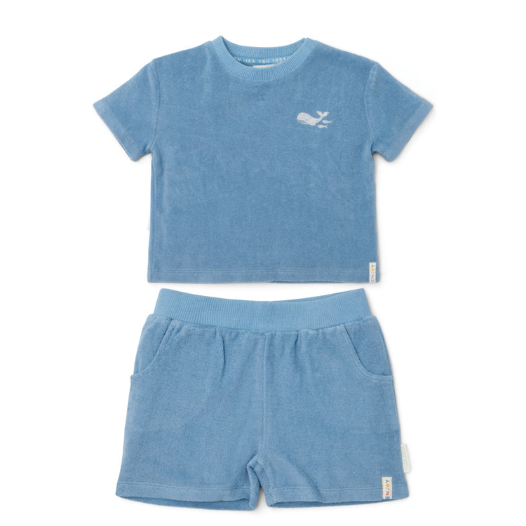 LITTLE DUTCH. T-shirt and Short Ocean Sea Life Ocean Blue