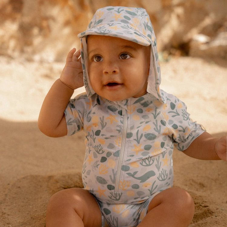 LITTLE DUTCH. Swimsuit short sleeves Seashells Multi-colour