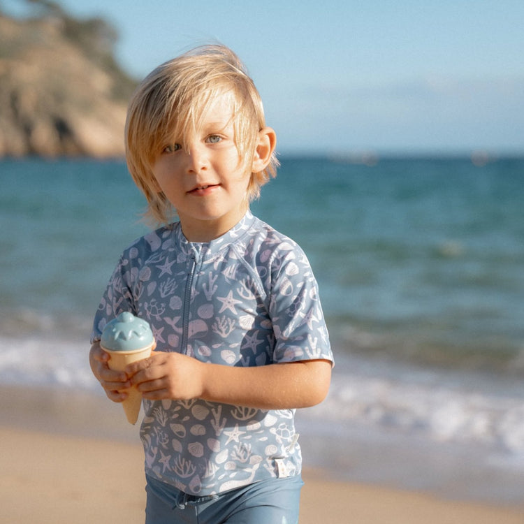LITTLE DUTCH. Rash guard short sleeves Sea Life Ocean Blue