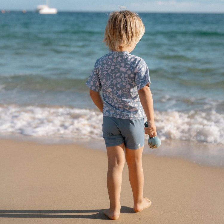LITTLE DUTCH. Rash guard short sleeves Sea Life Ocean Blue