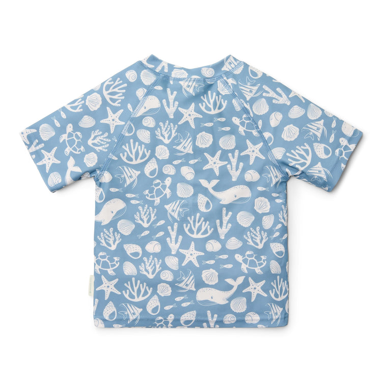 LITTLE DUTCH. Rash guard short sleeves Sea Life Ocean Blue