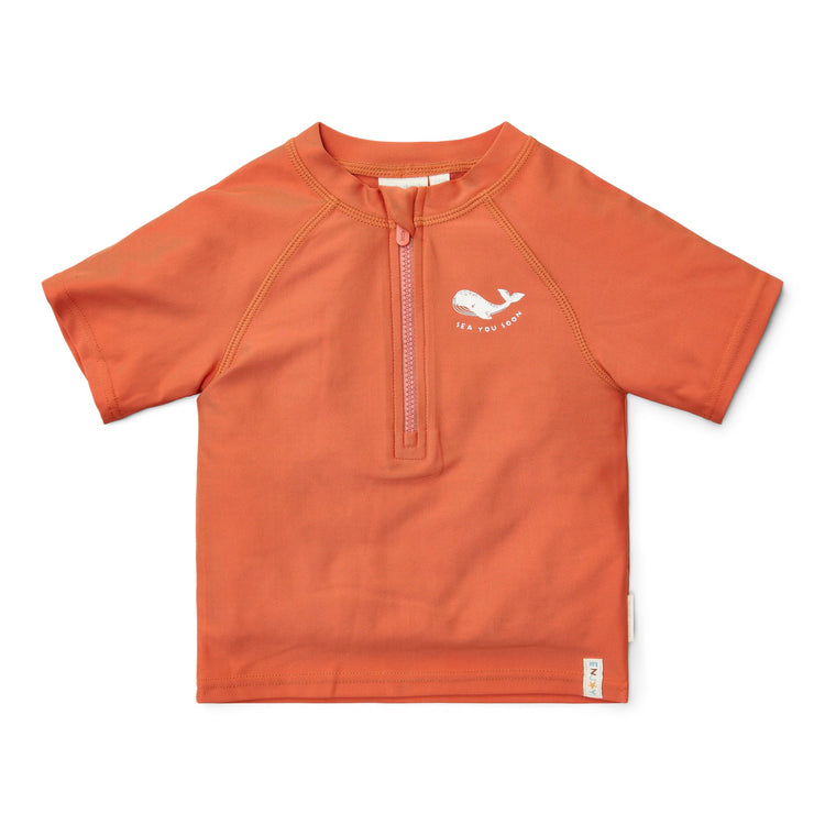 LITTLE DUTCH. Rash guard short sleeves Sea Life Coral Red
