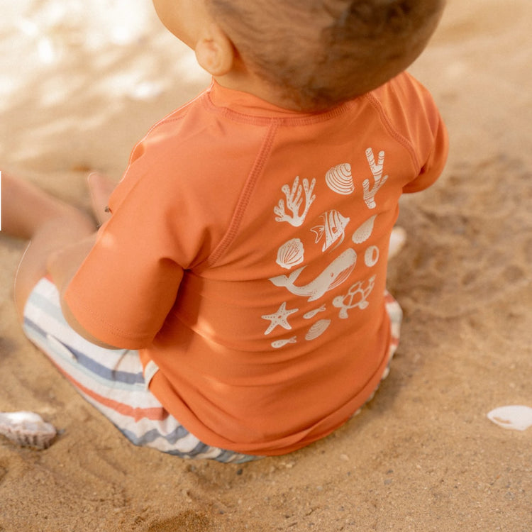 LITTLE DUTCH. Rash guard short sleeves Sea Life Coral Red