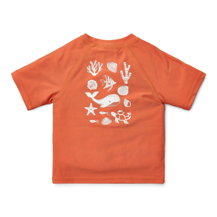 LITTLE DUTCH. Rash guard short sleeves Sea Life Coral Red