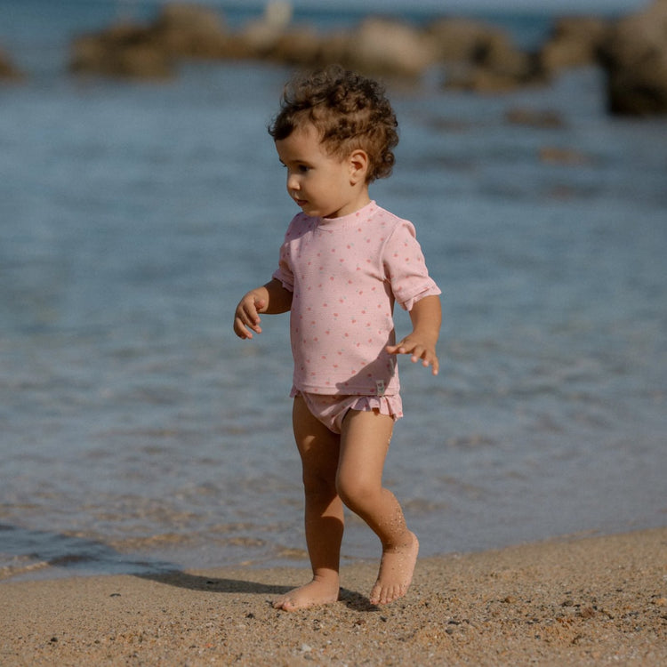 LITTLE DUTCH. Μπλουζάκι κοντομάνικο με προστασία UV Sunny Flowers Blush