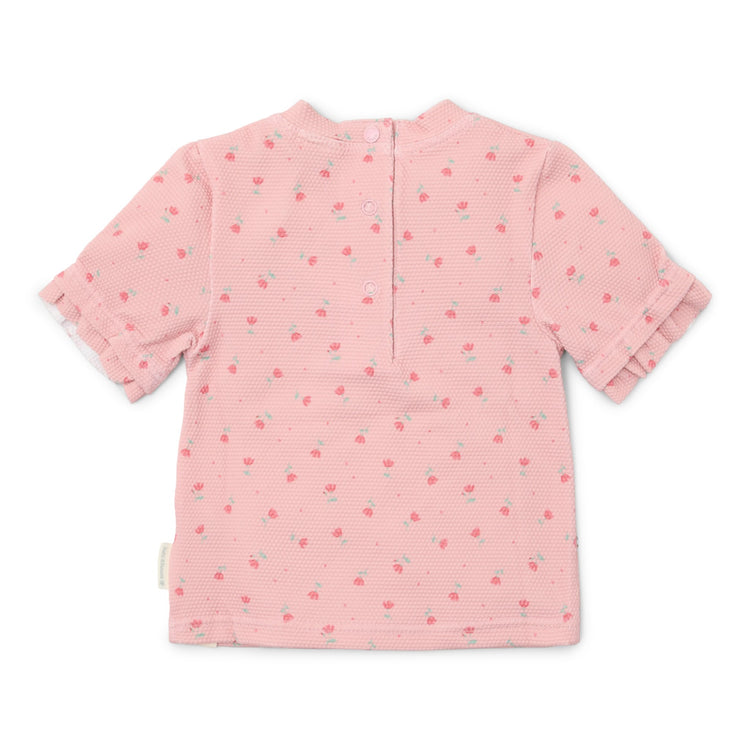LITTLE DUTCH. Μπλουζάκι κοντομάνικο με προστασία UV Sunny Flowers Blush