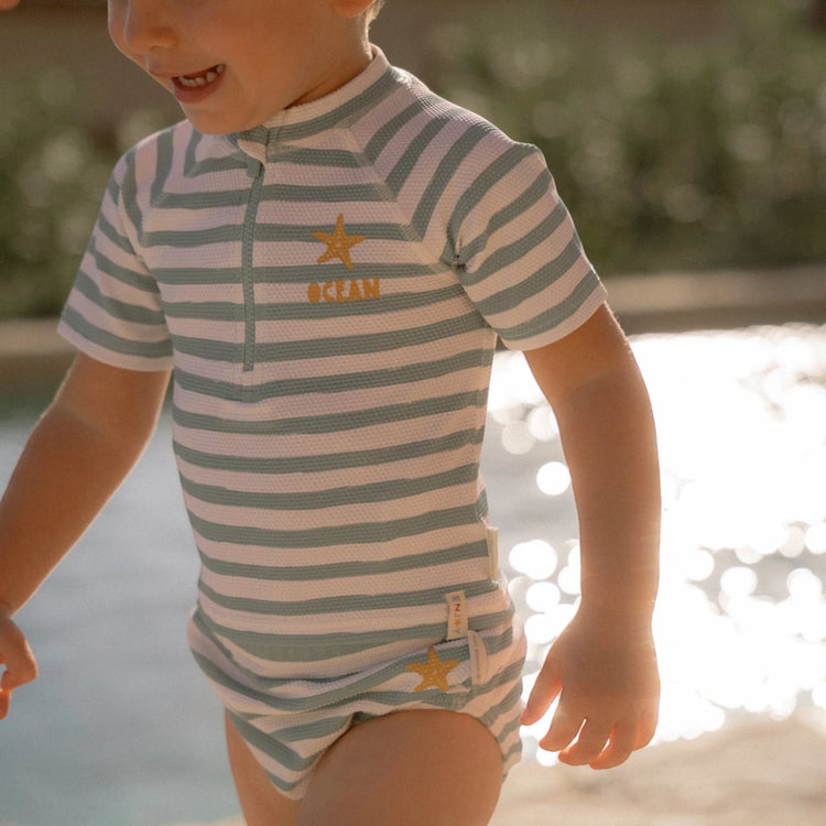 LITTLE DUTCH. Μαγιό πάνα Stripes Surf Blue