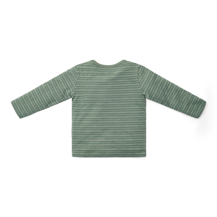 LITTLE DUTCH. T-shirt long sleeves with pocket Forest Green Stripe