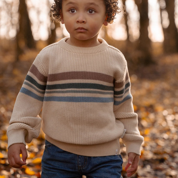 LITTLE DUTCH. Knitted sweater with stripes Sand