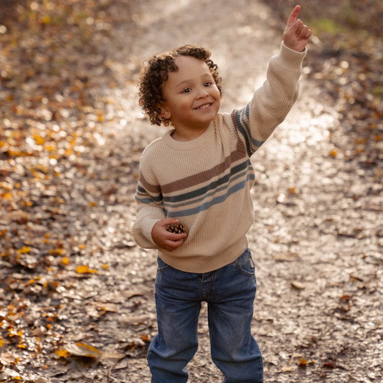 LITTLE DUTCH. Knitted sweater with stripes Sand