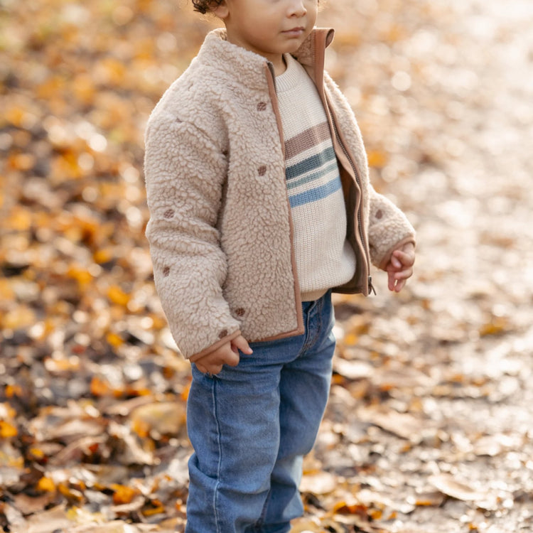 LITTLE DUTCH. Knitted sweater with stripes Sand