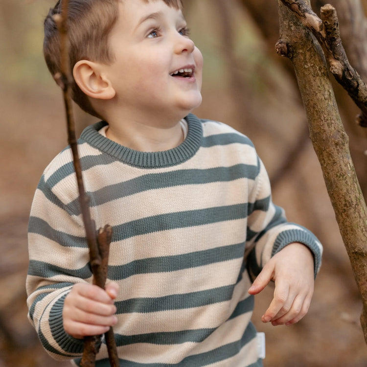 LITTLE DUTCH. Knitted sweater Balsam Green Stripe