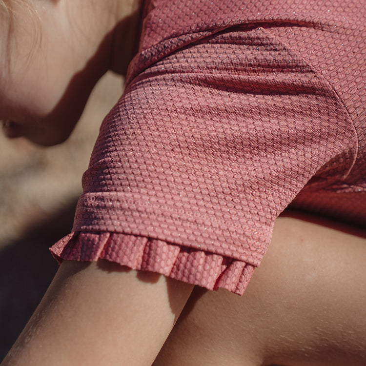 LITTLE DUTCH. Short Sleeve Swimsuit Dreamy Pink Sparkle