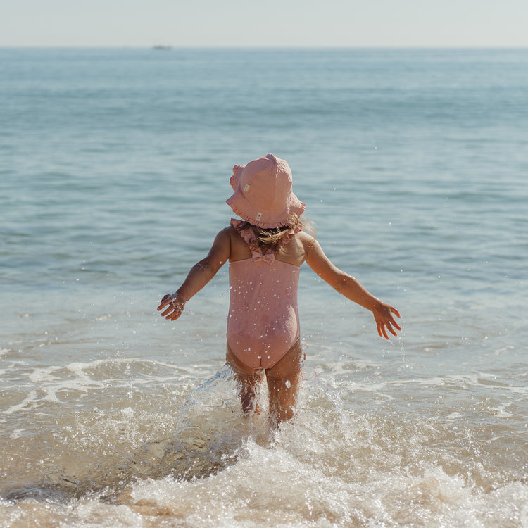 LITTLE DUTCH. Swimsuit with Ruffles Dreamy Pink Rose