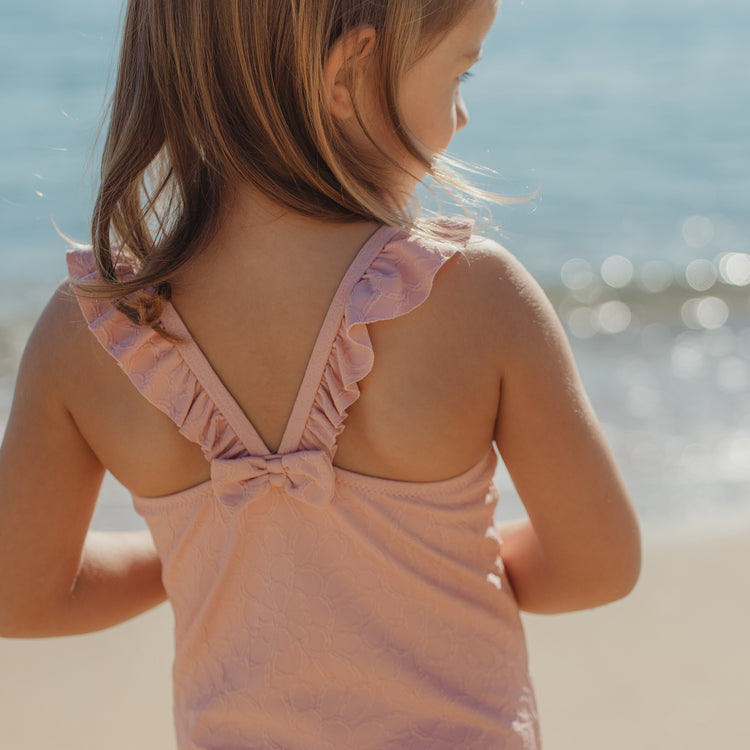 LITTLE DUTCH. Swimsuit with Ruffles Dreamy Pink Rose
