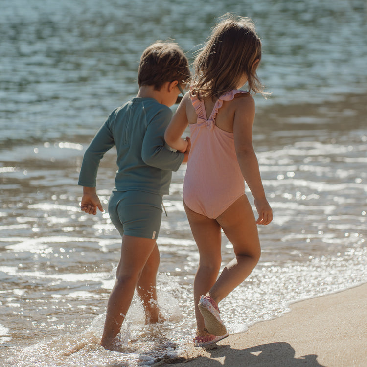LITTLE DUTCH. Swimsuit with Ruffles Dreamy Pink Rose